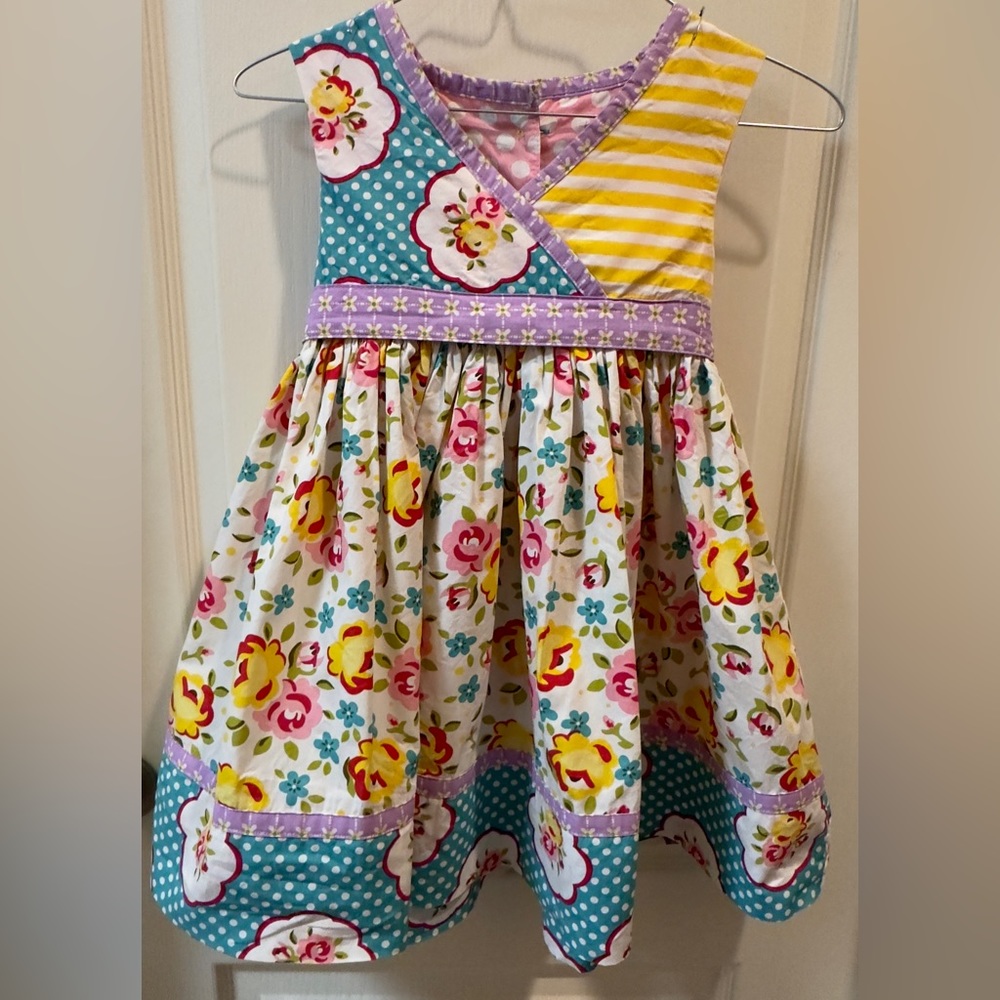 Jelly the Pug Size 6 Sleeveless Dress in Lavender, Yellow & Teal Floral